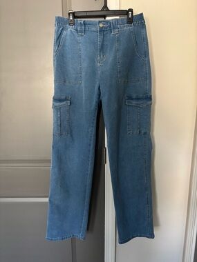 Cargo Denim Wide Leg Pants Large Long
